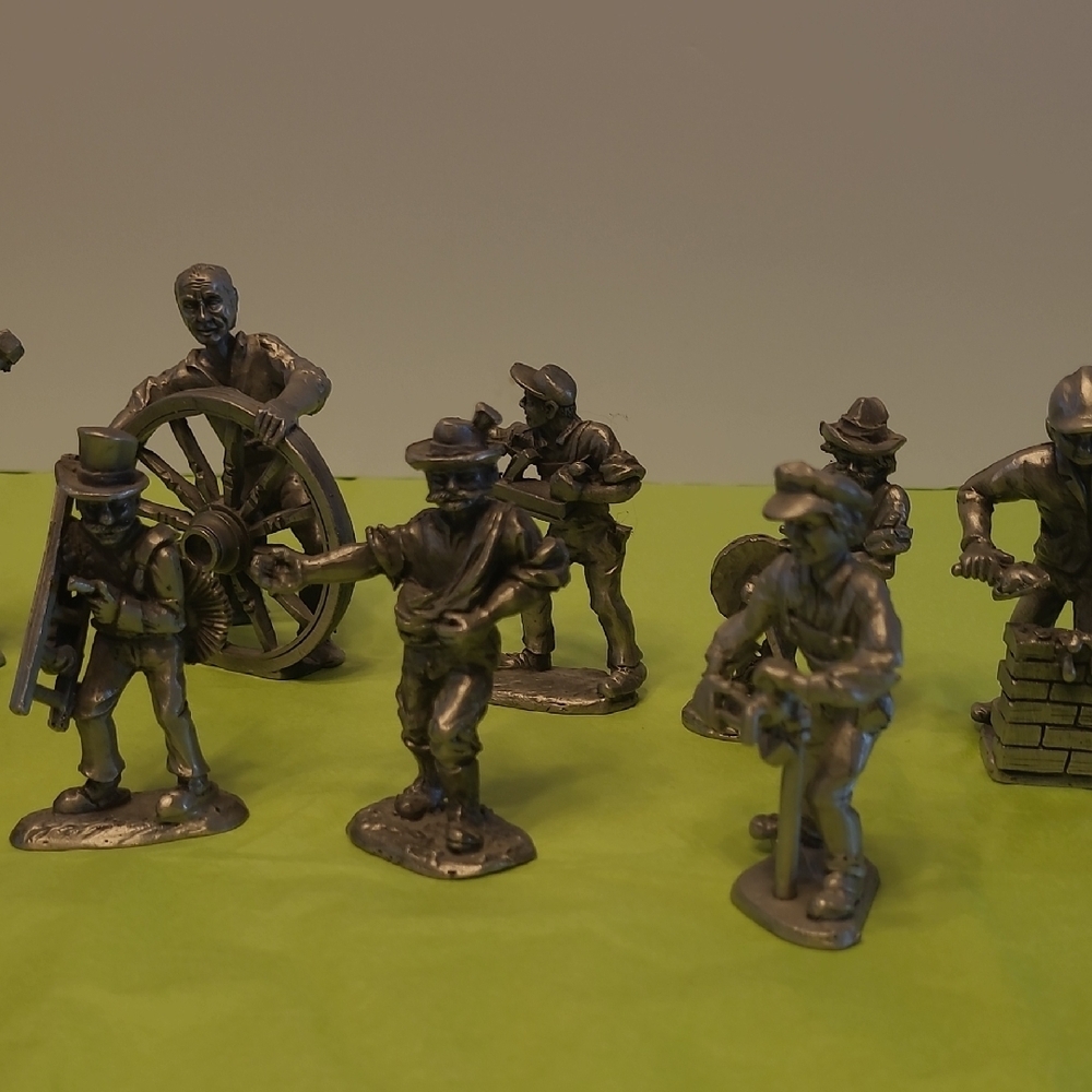 🪚🎨Vintage Pewter Silver Collectible Tradesmen Figure Set 11 Total